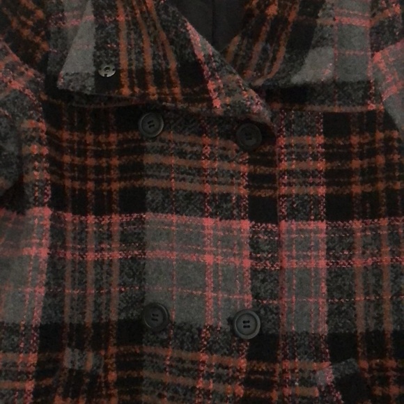 Gray and Coral Plaid Forever 21 Coat - Picture 3 of 7